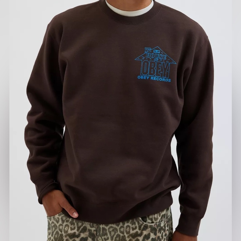 NWOT OBEY House Of Obey Records Crew Neck Sweatshirt Size Large